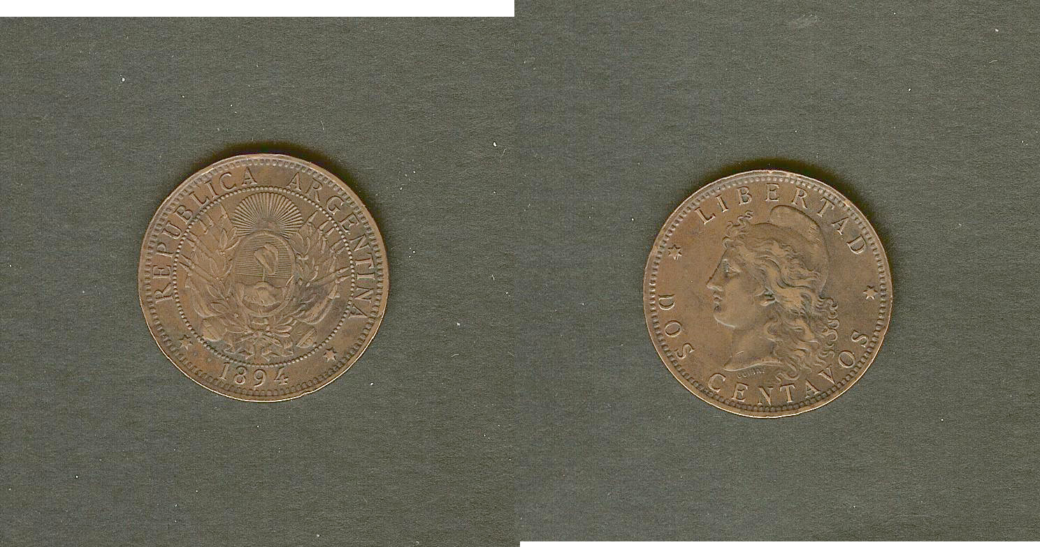 Argentina 2 centavos 1894 EF